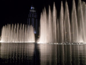 Light show on the lake at the Burg Khalifa