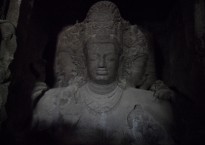The colossal figure of Shiva with three heads dominiates the cave temple on Elephants Island